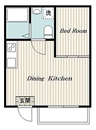 クリフビレッジF棟 1DKの間取図画像