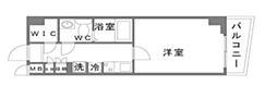 都営大江戸線 落合南長崎駅 徒歩6分の賃貸マンション 6階1Kの間取り