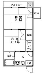 南千住コーワハイツ 2Kの間取図画像