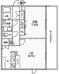 パセオ東新宿 1LDKの間取図画像