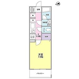 ベルク城山弐番館 1Kの間取図画像