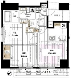 メインステージ新橋 2LDKの間取図画像