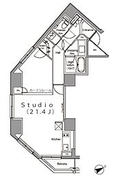 パークハビオ麻布台 ワンルームの間取図画像