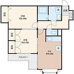 戸田ホームズ 2DKの間取図画像