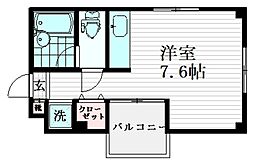 東中野ギンザ通りハイツ 3階ワンルームの間取り