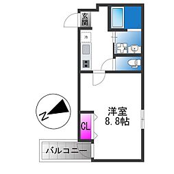 フジパレス鴻池新田V番館 1Kの間取図画像