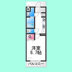 ピリアなかもず 1Kの間取図画像