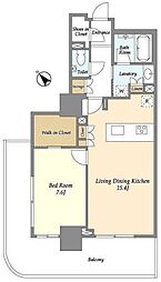 フロンティア新宿タワー 8階1LDKの間取り