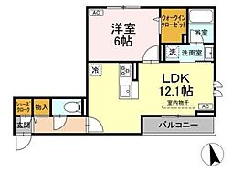 レジデンス オークリーフ 1LDKの間取図画像