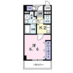 パルクアヴニュ公園通り 1Kの間取図画像
