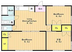 コンフォートイナギ 4階3LDKの間取り