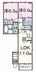 プルミエ・クリュA 2LDKの間取図画像