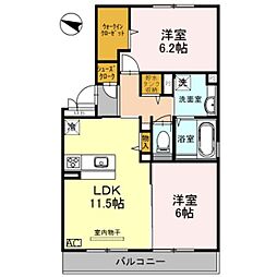 グラシアス 2LDKの間取図画像