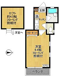 プレシャスハイツ宿河原 1Kの間取図画像