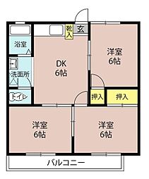 パークハイツ見和C 3DKの間取図画像