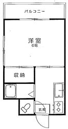 睦コーポ 1Kの間取図画像