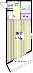 ピースアイランドコーポ ワンルームの間取図画像