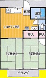 谷合ハイツ 2DKの間取図画像