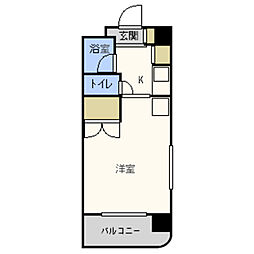 サニーピア竹下 1Kの間取図画像