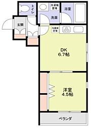 モンレーヴ本駒込 2階1DKの間取り