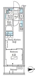 パークアクシス新宿百人町 1DKの間取図画像