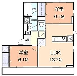 ブランカ湘南茅ヶ崎 2LDKの間取図画像