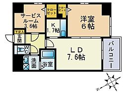 エトゥール博多駅前 1LDKの間取図画像