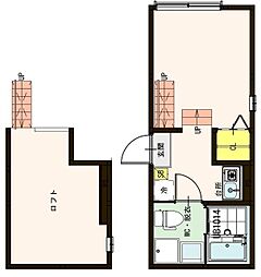 ハーモニーテラス松江 1階1Kの間取り