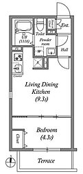 LUORE池上II 1LDKの間取図画像