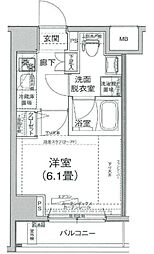 ルフレプレミアム芝公園 1Kの間取図画像