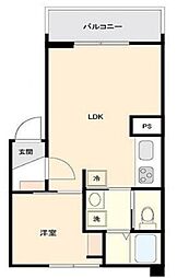 三田巣鴨コーポ 2階1LDKの間取り