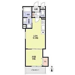 フォレストクリエオーレ城垣町壱番館 1LDKの間取図画像