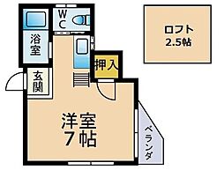 オークランド2 ワンルームの間取図画像