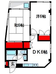 マンションふじ 2DKの間取図画像
