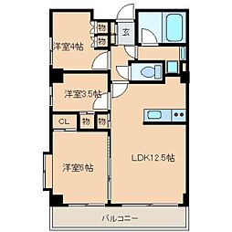 レジディア文京音羽 2階3LDKの間取り