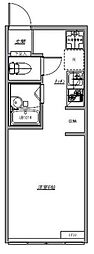 ウェルプレイス北町 1階ワンルームの間取り