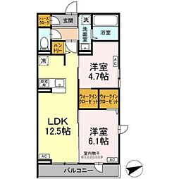 ウィル カノア 2LDKの間取図画像