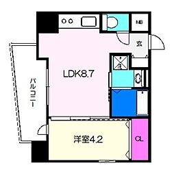 クローバー・グランツ三国ヶ丘 1LDKの間取図画像