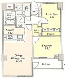ジェイパーク目黒4 1SLDKの間取図画像