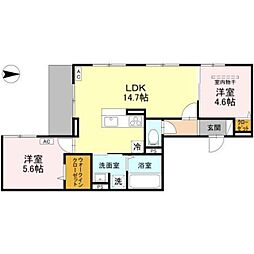 D-ROOM東花園 1階2LDKの間取り