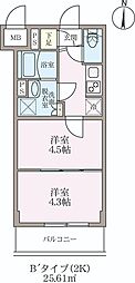 ラヴィエール住吉駅前 2Kの間取図画像