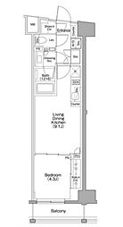 ザ・パークハビオSOHO代々木公園 5階1LDKの間取り
