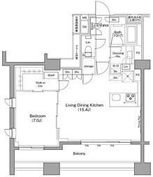 ザ・パークハビオ木場 1LDKの間取図画像