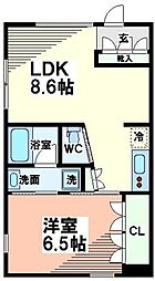 武田ハイツ 1LDKの間取図画像
