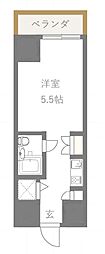 エルニド久米川 ワンルームの間取図画像