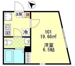 カーサアシュエ 1Kの間取図画像