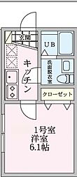 LUX青葉台 1Kの間取図画像