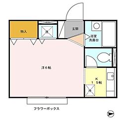 フローレンス平和台 1Kの間取図画像