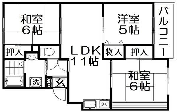 エミネンス西方 ｜大阪府枚方市長尾元町７丁目(賃貸アパート3LDK・2階・65.16㎡)の写真 その2