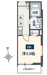 MELDIA清新4丁目 1Kの間取図画像